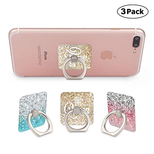 Three Pack Multi-Function Phone Ring Stand Mounts and Holder for Cellphones,Smartphones and Tablets-Pink Glitter