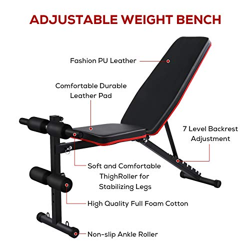 Weight Bench Adjustable Workout Bench Press Foldable Decline Incline