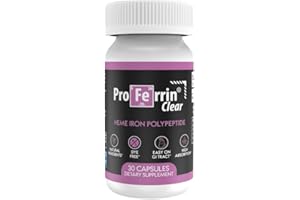 Proferrin Clear 30ct | US Made heme Iron for high Absorption, Easy on GI Tract | Natural, NSF Certified, dye Free