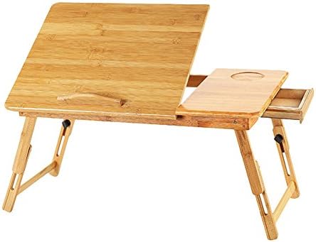 未使用 ノートパソコンデスク ベッドテーブル 折り畳み式 ローテーブル パソコンホルダー Pcスタンド パソコンスタンド 竹製 オフィス 食事利用可 高さ調節可 部屋 引き出し付き 角度 多機能 コップ置け