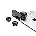 iPhone Camera Lens, Fuleadture 3 in 1 Universal 230° Fisheye Lens, 15X Macro Lens, 0.65X Wide Angle Clip-On Cell Phone Lens Kit for iPhone, Samsung and Other Smartphones
