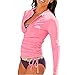 Women's UV Sun Protection UPF 50+ Long Sleeve Rash Guard Wetsuit Swimsuit Top (901 L, Pink)