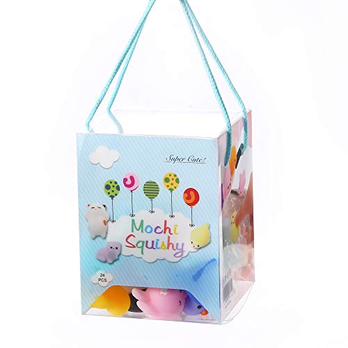 24Pcs Mochi Squishy Toys, Mochi Kawaii squishies Toys Gifts for Party Favors for Kids, Mini Supper Cute Animals Stress Relief Toys Squeeze Toys Squishy Easter Egg fillers Toy Easter Basket Stuffers