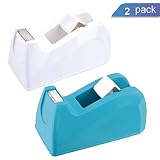 Ktrio Heavy Duty Tape Dispenser Desk Tape Dispensers 1 inch Core Desktop Office Tape Dispenser for 1/2 or 3/4 Magic Tape Invisible Tape, Non-Slip One-Hand Tape Holder, 2 Pack