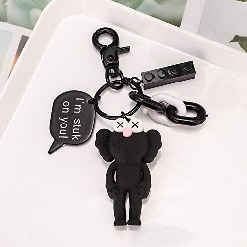 Car Keychain KAWS Original Fake Dissected Companion Model Art Toys Action Figure Collectible Model Toy Keyring Holder Organizer (Black)