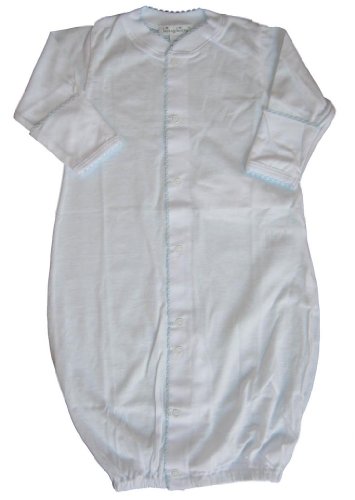 Kissy Kissy Baby Signature Convertible Gown-White with Blue-Newborn