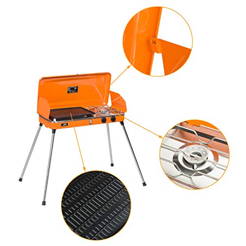 image for KOOLWOOM Portable Liquid Propane Grill,2 Burner Grill/Stove Barbecue G