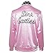 NielijuanST 50S Pink Satin Zipper Jacket with Polka Dot Scarf Women Girls Hen Night Party Halloween Costume Fancy Dress Props (X-Large)