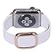 JSGJMY Apple Watch Band 38mm Cuff Leather Loop Original Modern Buckle With Magnetic Clasp Replacement Strap for iwatch Series1 Series2 (Bright White+Rose Gold Buckle, 38MM M)