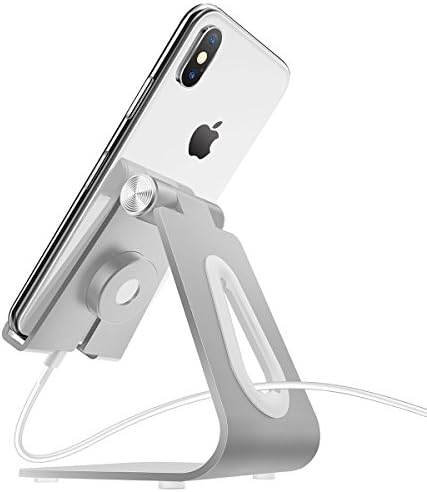 Cell Phone Stand,Nintendo Switch Stand, MOSTY Universal 2 in 1 Aluminum Apple Watch Charging Stand Dock Adjustable Desktop for iPhone X 8 7 plus Samsung Android Mobile Phone Tablet iPad iWatch,Silver