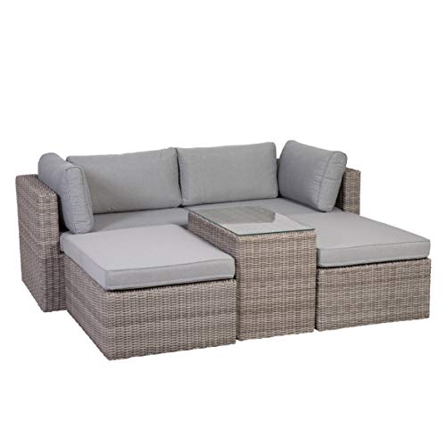 Greemotion 131847 Palma Rattan Lounge-Set, grau, BxHxT ca. 93x65x71 cm – Bild 4