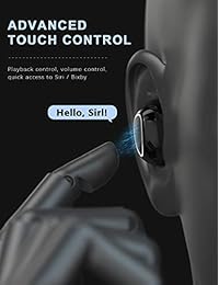 Auriculares inalámbricos Bluetooth 5.0 inalámbricos estéreo de sonido, control táctil, IPX7 impermeable, 12H tiempo de reproducción, auriculares inalámbricos Bluetooth con funda de carga portátil