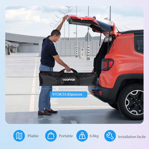 VOOPVOR 180" Portable HD Projector Screen with Tripod 16:9 4K HD Projection Screen for Indoor/Outdoor with Carry Bag and Height Adjustable Stand for Home Theater and Motorhome