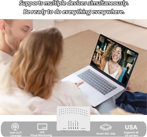 Cell Phone Booster for Home & Muti-Room, Up to 7000Sq. Ft,Cell Booster for Rural Area with 2 Indoor Antennas,Boosts 5G 4G LTE for All U.S. Carriers, FCC Approved Cell Phone Signal Booster (Green)
