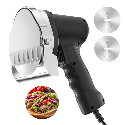 FOHERE Kebab Kebab Cutter, 80 W Turkish Kebab Knife with 2 Blades, Electric Shawarma Knife, 10 cm Blade Diameter for Restaurant, 304 Stainless Steel