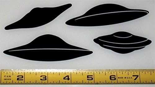 UFO Set of 4 - HQ Single Color High Gloss Black Vinyl Decals!
