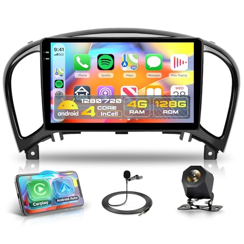 4G+128G Android Car Radio for Nissan Juke J15 2010-2019/YF15 Infiniti ESQ 2011-2017 Wireless Carplay Android Car, 9 Inch Incell Touchscreen GPS Radio WiFi Bluetooth FM/RDS/EQ Rear Camera