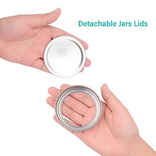 24Pcs Canning Lids, Regular Mouth Mason Jars Lids Holes/Without Hole Lids, Reusable Leak Proof Split-Type Lids with Rings for Mason Jar, Ball Jar, Canning Jars, Drinking Jars, Silver 70mm