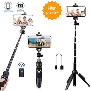 Portable 40 Inch Aluminum Alloy Selfie Stick Phone Tripod with Wireless Remote Shutter Compatible with 14 13 12 11 pro…