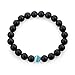 Beads Bracelet with 8mm Black Matte Agate & Cat Eye Handmade Natural Stone by Long Way