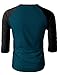 H2H Men's Color Blocked Three-Quarter Sleeve Baseball Jersey Knit Shirt Peacock US M/Asia L (CMTTS0174)