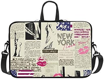 Newspaper New York Briefcase Laptop Bag Messenger Shoulder Work Bag Crossbody Handbag for Business Travelling