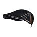 LETHMIK Unique Flat Cap Hunting Cowhide Leather Driver Ivy Cap Newsboy Hat Black-M