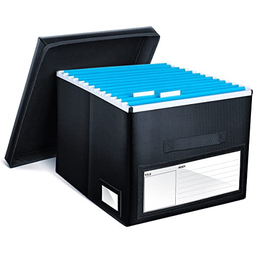 COOLBEBE Upgrade File Box Fireproof File Document Organizer Filling Box with Lid and Large Label