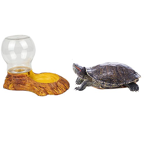 HIFUAR Reptile Waterer Automatic-refilling Water Feeding Water Bowl with Bottle for Home Decoration for Turtle Lizard Reptile Pet (Gold)