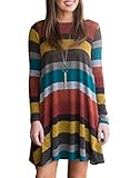onlypuff Dresses Shirts For Women Casual Tunic Tops Long Sleeves Crew Neck