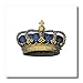 3dRose ht_151393_3 Navy Blue Crown Vintage Art Royal Royalty Gold Kings Or Princes Crown with Pearls & Cross Iron on Heat Transfer, 10 by 10