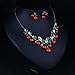 Hamer Women's Red Cherry Prom Wedding Jewelry Sets for Brides Statement Necklace and Earrings Costume Jewelry for Women