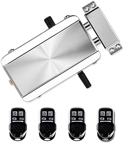 Behavetw Electronic Intelligent Door Lock Set, Wireless Anti-theft Keyless Home Security Deadbolt Access Control System with 4 Remote Control, Smart Home Entry Lock, Silver(Automatic)