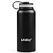 LifeSky 32oz Sports Water Bottle - Stainless Steel Double-Wall Vacuum Insulation - Wide Mouth, Leak Proof, Keep Hot or Cold More Than 12 Hours, 950ml, Black