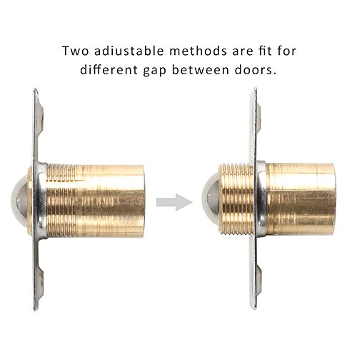 Door Ball Catch, Dayree 2pcs Adjustable 53 mm Brass Core Stainless Steel Cabinet Ball Latch with Strike Plate and Screws Easy to Install for Bathroom, Hotel, Toilet Door