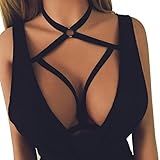 Gotd Sexy Women Ladies Hollow Strappy Bra Cage Crop Top Bustier Tops (L, Black)