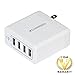 vCharged 4-Port Smart USB Wall Charger for iPhone, iPad, Samsung, Android & More - Free 2 Year Warranty