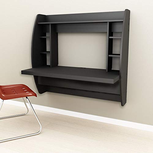 totoshop Computer Table Floating Wall Mount Desk with Storage Shelves Home Office Bedroom