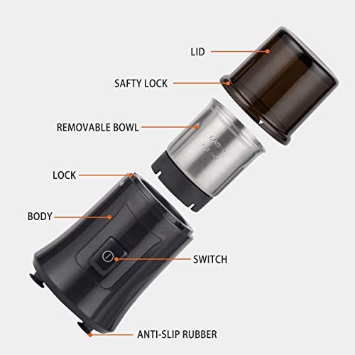 Lknjll. Elektrische Kaffeemühle, 200w Kaffeebohnenschleifer mit Edelstahlklingen, 120g – Bild 7