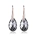 Black Swarovski Crystal Earrings For Women, Ladies Friends Rose Gold Plated Hypoallergenic Drop Earring Jewelry