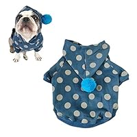 Meioro Dog Clothes Blue Wave Point Dog Hoodies Dog Coat Warm Sweatshirt Printed Pet Clothes Shirt (XS, Blue)