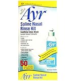 Ayr Saline Nasal Rinse Kit Soothing Sinus Wash,  50 Count Saline Nasal Rinse Mixture Packets Plus Applicator Bottle