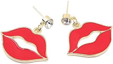 Buyinheart@ Fashion Women Girl Red Lips Mouth Hook Dangle Stud Earring fit Party or Gift (Red Mouth)