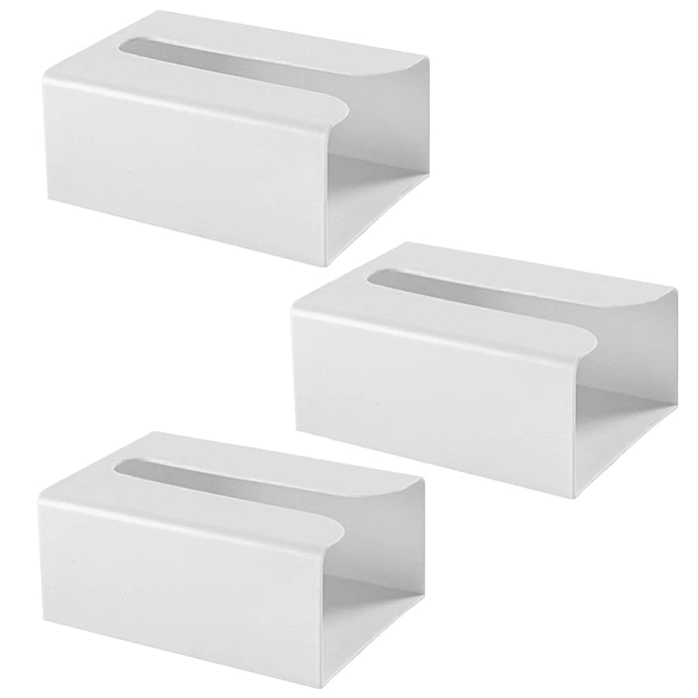UPKOCH 3pcs Tissue Dispenser Wall Facial Towel Paper Box Holder White Napkin Organizer for Bathroom Kitchen Office Room 19x13. 2x8. 2cm