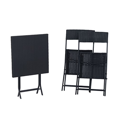 Outsunny Bistroset Polyrattan 3tlg. Balkonmöbel Set Sitzgruppe Essgruppe Gartenmöbel Garnitur – Bild 6