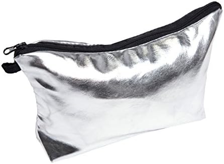 Yvettevans Portable Zipper Cosmetic Pouch Women Makeup Bag Travel Storage Organizer Pencil Pen Case (Silver)