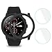 Smilego Screen Protector Cover Case Shell Bumper Anti-Scratch + [2 Packs] HD Clear Tempered Glass Screen Protector Flim Replacement for Amazfit Stratos Smartwatch [Touch Sensitive][No Bubbles](Black)