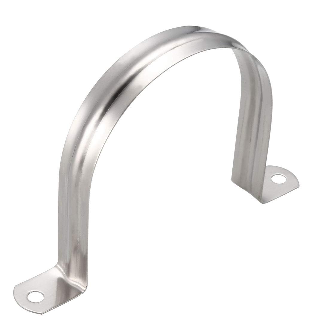TA-VIGOR 4Pcs Rigid Pipe Straps, 100mm 2 Holes 304 Stainless Steel Tension Tube Clip Clamp, Heavy Duty Conduit Clamps for Pipe Tube Wire Fixing, Laying Plumbing, Electricity, Exhaust