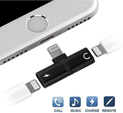 iphone Lightning Adapter &amp; Splitter, 2 in 1 Charging and headphone Adapter for iphone 7/ 7plus/ 8/ 8plus/ iphone X, Compatible Music Control, Charge Function at the Same Time