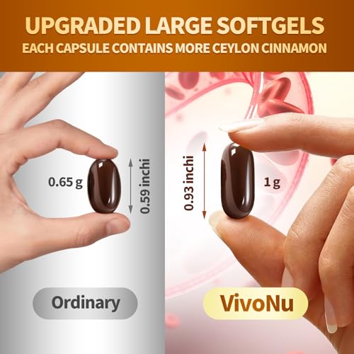 2-in-1 Organic Ceylon Cinnamon with MCT Oil Supplements Softgels, 120 Day Supply, Liposome Highly Bioavailable Extract, Energy & Metabolism Support, Non-GMO, Gluten Free, 120 Large Granule Softgels